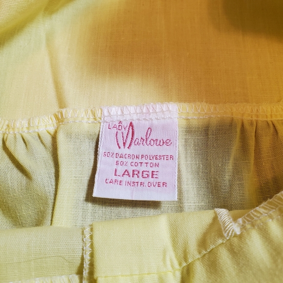 ☀️ NWOT Vintage 60s Yellow House Dress Smock L 🌼 - Picture 6 of 10